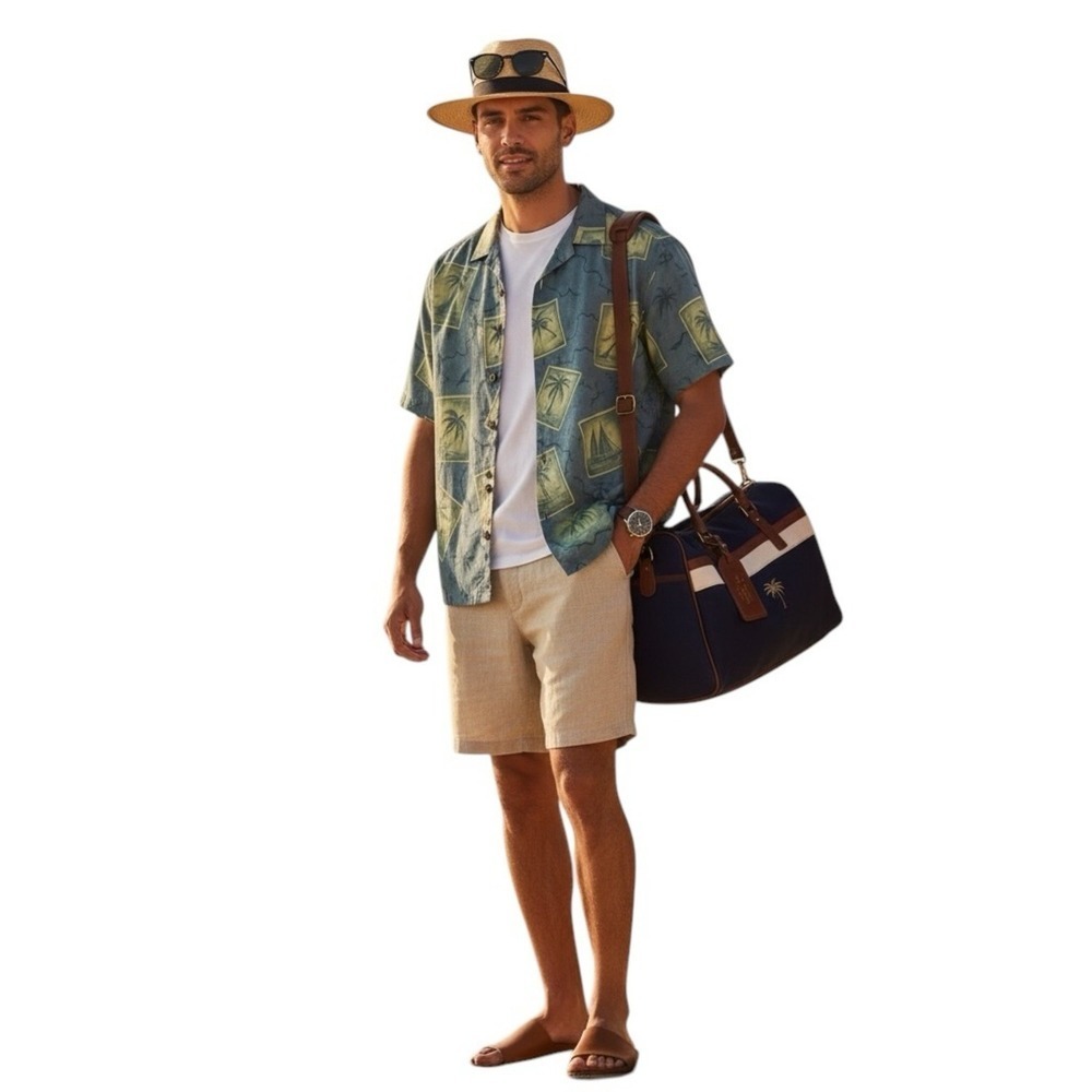 Tommy Bahama Blue Silk Hawaiian Camp Shirt Men's Large Tropical Resort Aloha EUC - Picture 4 of 16